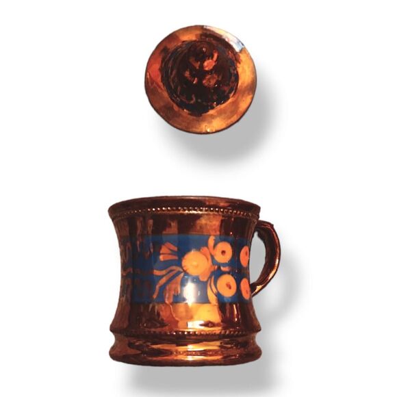 Vintage Copper Luster 5” Tea Kettle W/lid & 3.5" Cup Made In England - Picture 5 of 6